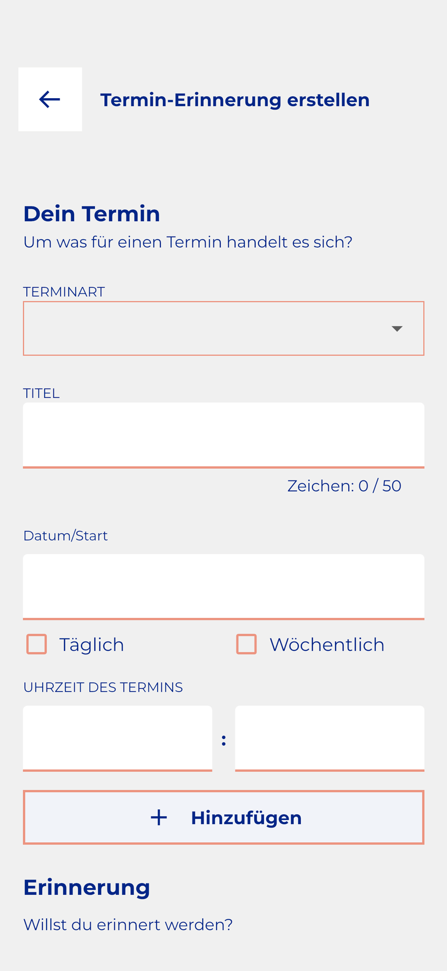 App-Screen: Begleitung in Klinik und unmittelbar nach der OP
